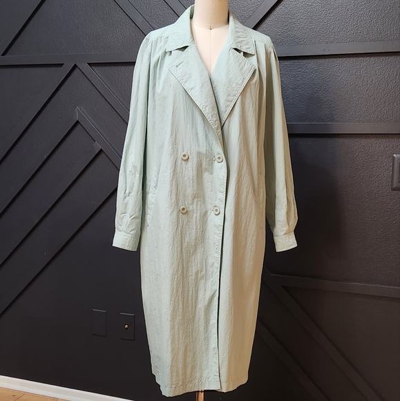 Vintage Trench Coat Leaf Green - Picture 1 of 11